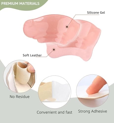 HiRui Gel Heel Cushions - Prevent Pain, Blisters & Rubbing (4 Pairs: Black)
