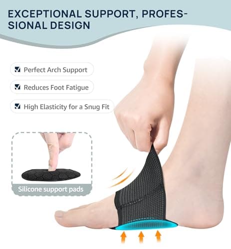 Arch Support Brace - Non-Slip Plantar Fasciitis Sleeve (Black, Medium)