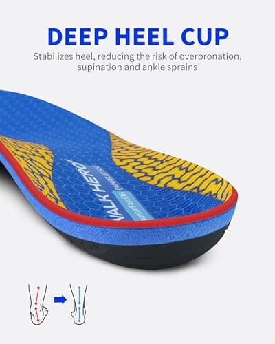 WalkHero Arch Supports - Plantar Fasciitis Pain Relief, Orthotic Inserts for All-Day Standing Comfort | Men's 6-6.5 | Wo