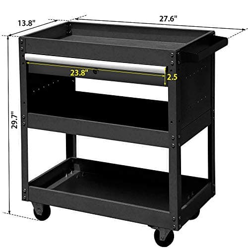 Eco-Friendly 3-Tier Rolling Tool Cart with Drawers (Black)