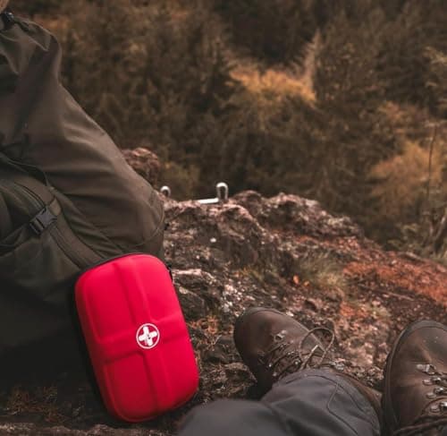 RHINO RESCUE EVA First Aid Kit, Small Waterproof Portable Emergency Hiking Kit (Red)