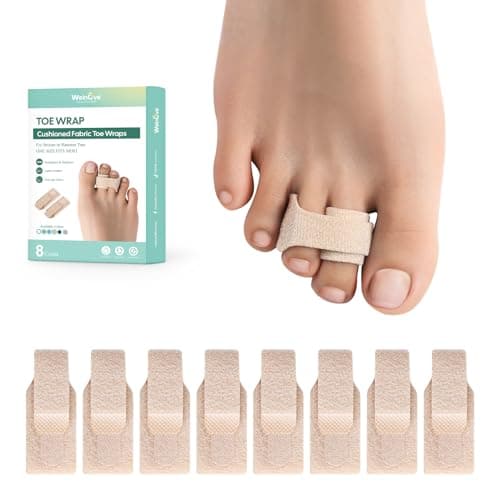 Hammer Toe Straightener - 8 Pack of Splints for Overlapping, Crooked, Curled, and Bent Toes (Black, Large) — Beige