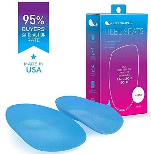 Heel Seats by Heel That Pain | Foot Orthotic Inserts for Heel Pain, Plantar Fasciitis and Heel Spurs — Light Blue Rubber/Gel Hybrid