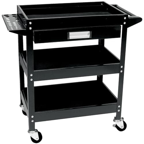Sturdy W54006 23x16 Inch 3-Shelf Utility Cart with Drawer