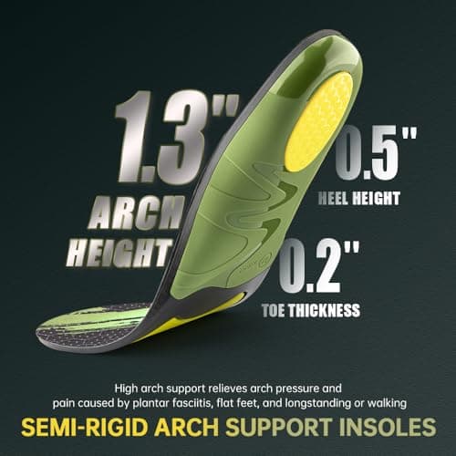 VALSOLE High Arch Support Insoles - Plantar Fasciitis, Flat Feet, Heel Pain, Heavy Duty Work Shoe Inserts