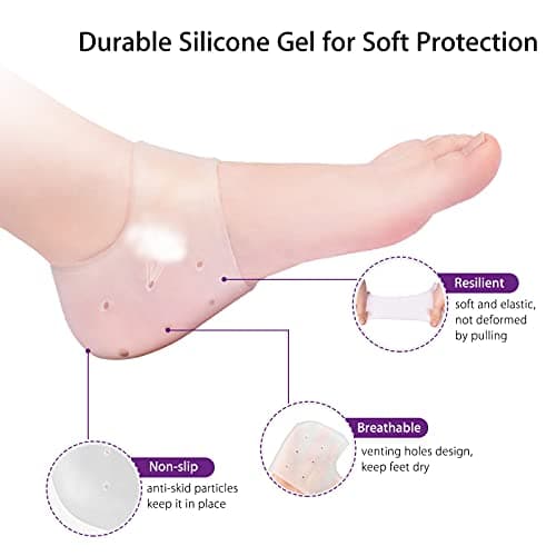 Silicone Gel Heel Protectors, 4 Pairs for Blister Prevention & Pain Relief