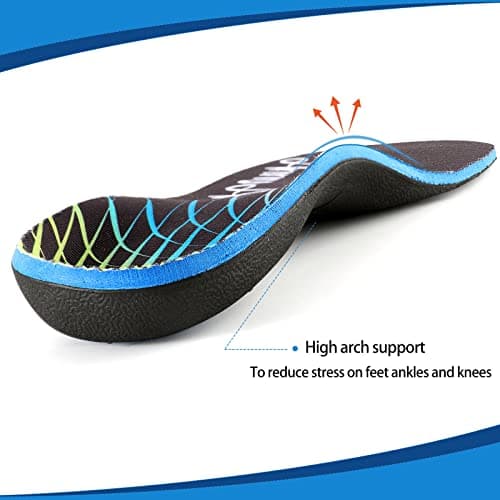 Plantar Fasciitis Relief Insoles for Men and Women Black (Men 4-4.5 | Women 6-6.5)