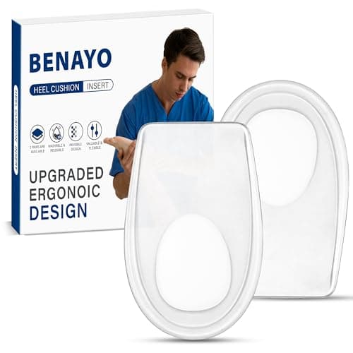 2 Pairs Plantar Fasciitis Heel Cups: Shock Absorption Inserts for Heel Pain & Foot Pressure Relief (Women/MEM)