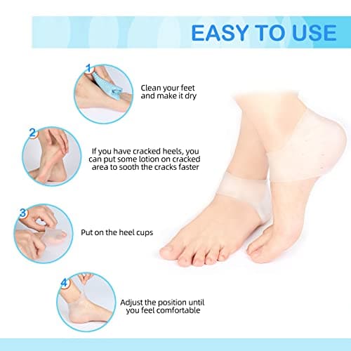 Gel Heel Cups for Men & Women, Breathable Heel Protectors for Foot Conditions