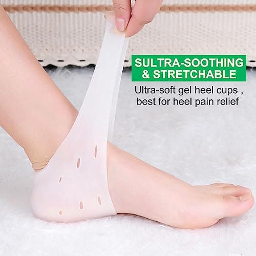 Hicdaw Reusable Silicone Heel Protectors, Pain Relief & Blister Protection, Ventilation Holes, Men & Women (4 Pairs Whit