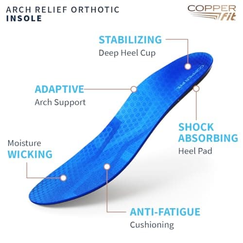 Copper Fit Arch Relief Orthotics for Plantar Fasciitis and Flat Feet
