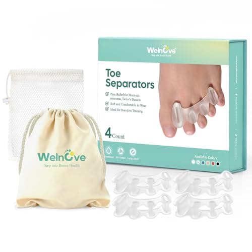 Welnove Adjustable Toe Separators - Relieve Pain, Correct Bunions & Hammertoes (2 Pairs, Gift Box)