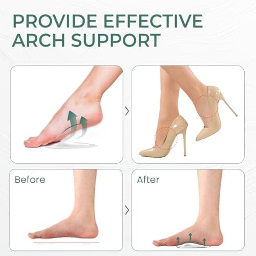 Welnove Gel Arch Support Insoles for Flat Feet - Plantar Fasciitis Pain Relief, Men & Women