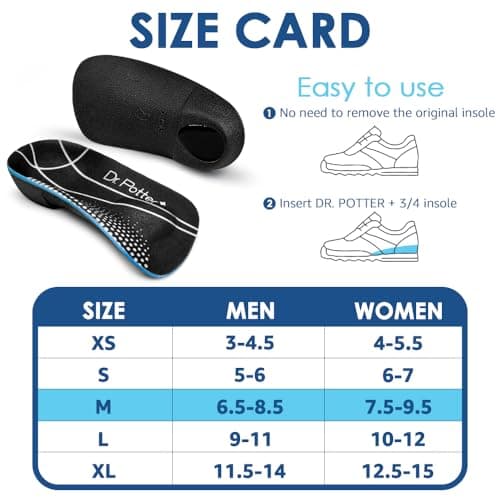 High Arch Plantar Fasciitis Insoles for Over-Pronation and Foot Pain (Medium)