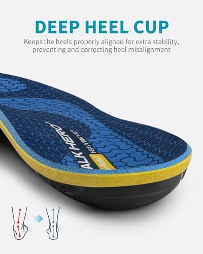 WalkHero Heavy Duty Pain Relief Shoe Inserts, Glacial Blue (Mens 9-9.5 | Womens 11-11.5)
