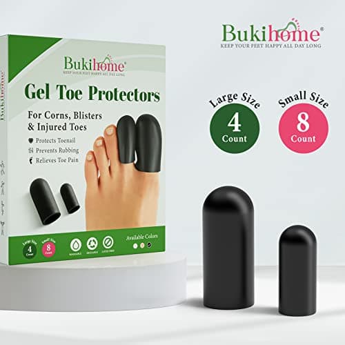 Bukihome Silicone Toe Protectors, Pain Relief for Corns & Blisters (4 L + 8 S)