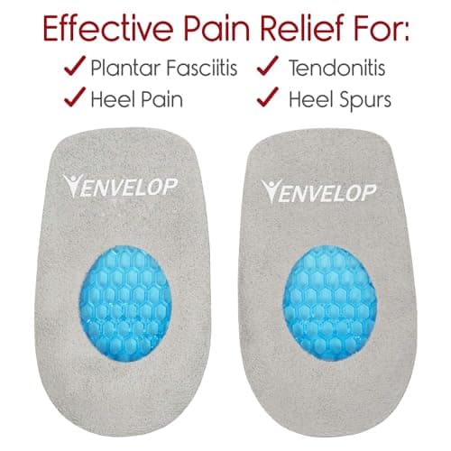 Vive Envelop Gel Heel Cups - Foot Pain Relief for Men & Women - Shoe Inserts Support Bone Spur, Plantar Fasciitis