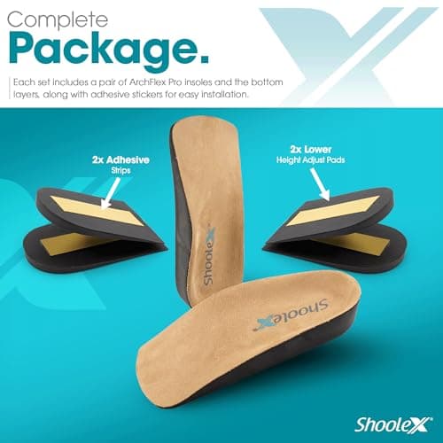 ArchFlex Pro Adjustable Height Insoles - Increase Arch Support, Heel Cushion, Large
