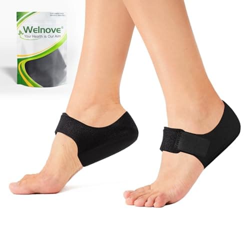 Welnove 2PCS Heel Protectors for Plantar Fasciitis, Heel Pain Relief — Black - Primary