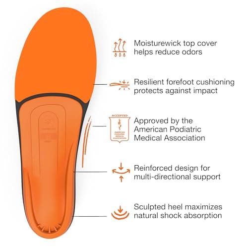 Superfeet All-Purpose High Impact Support Insoles (Orange) - Trim-To-Fit Arch Support Insert