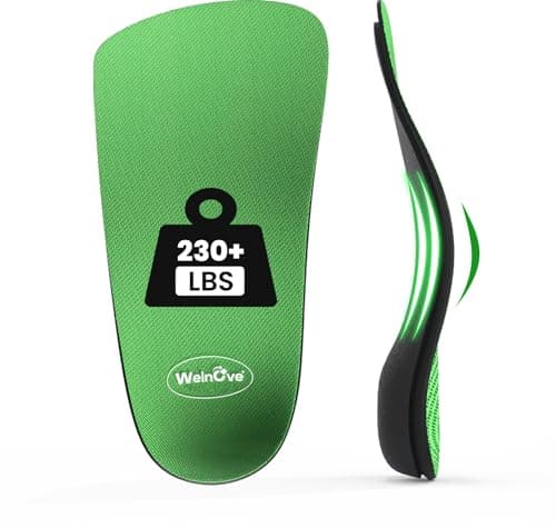 Welnove 3/4 Length Hard Orthotic Insoles for Plantar Fasciitis Arch Support