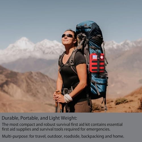 Survival Gear Kit: Military Grade Molle System for Hiking & Adventures (RED)