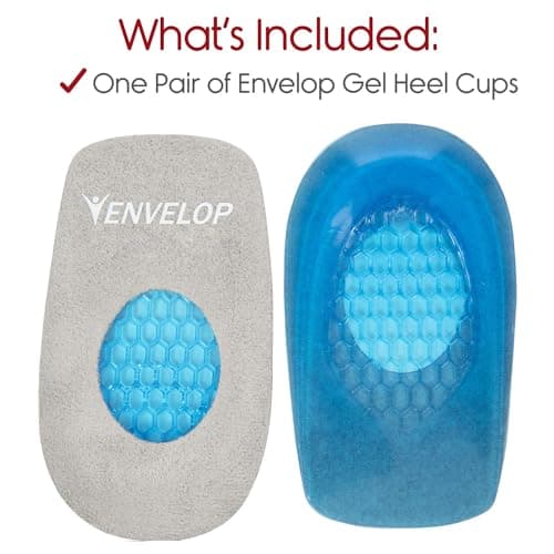 Vive Envelop Gel Heel Cups - Foot Pain Relief for Men & Women - Shoe Inserts Support Bone Spur, Plantar Fasciitis