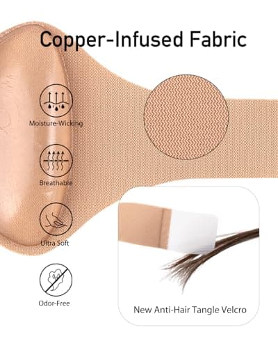 Copper Arch Support Gel Pads for Flat Feet/High Arches, Pain Relief (1 Pair, Black)