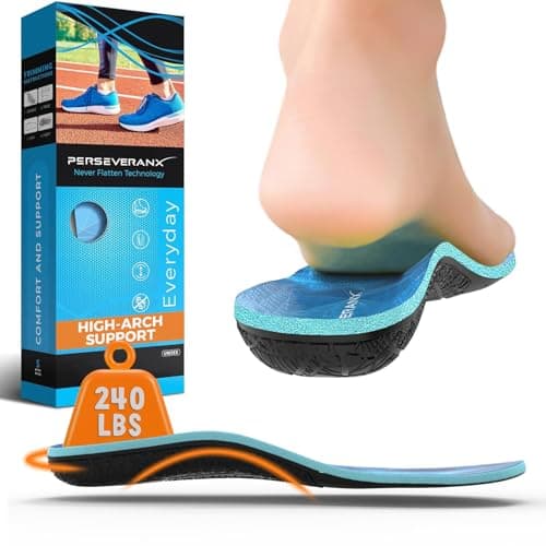 NASA Grade Plantar Fasciitis Insoles - High Arch Support Inserts for Men & Women - Orthotics for Shock Absorption & Pain