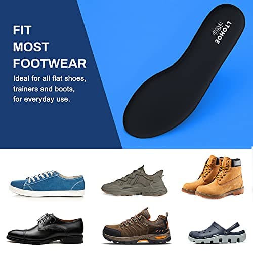 Memory Foam Shoe Insoles for Men's Work, Running & Hiking Boots, US Size 11