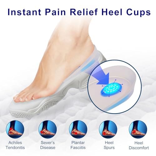 Heel Cups for Pain Relief, Silicone Gel Heel Pads for Men & Women