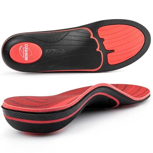 Heavy Duty Arch Pain Relief Insoles for Men Women - Plantar Fasciitis Orthotic Inserts — Red