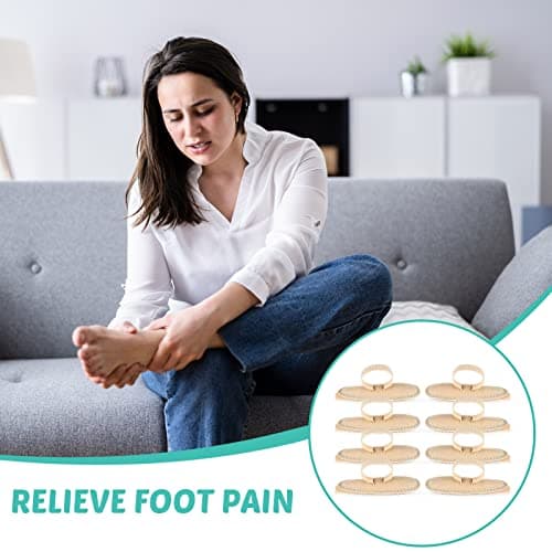 8-Piece Hammer Toe Cushion Set for Relieving Pressure on Calluses and Hammer Toes - Medium Size, Beige Color
