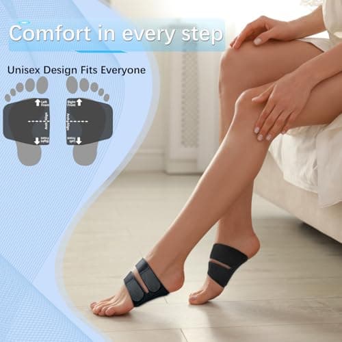 Unisex Arch Support Bands for Fallen Arches & Flat Feet (Black, 1 Pair)