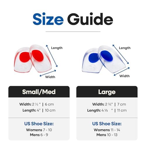 Plantar Fasciitis Pain Relief Gel Pads for Heel Spurs (Small/Medium 1 Pair)
