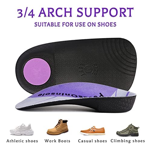3/4 Length Orthotic Insoles for Plantar Fasciitis and Flat Feet