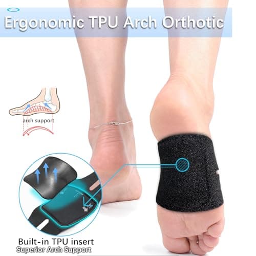 Unisex Arch Support Bands for Fallen Arches & Flat Feet (Black, 1 Pair)