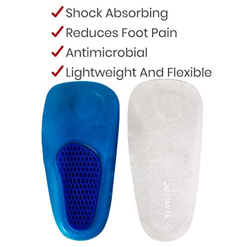 Women's & Men's Envelop Gel Insoles - 3/4 Arch Support for Flat Feet & Plantar Fasciitis Relief