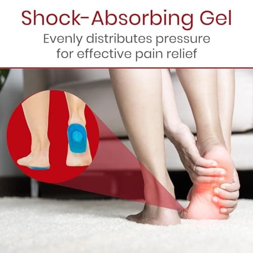 Vive Envelop Gel Heel Cups - Foot Pain Relief for Men & Women - Shoe Inserts Support Bone Spur, Plantar Fasciitis