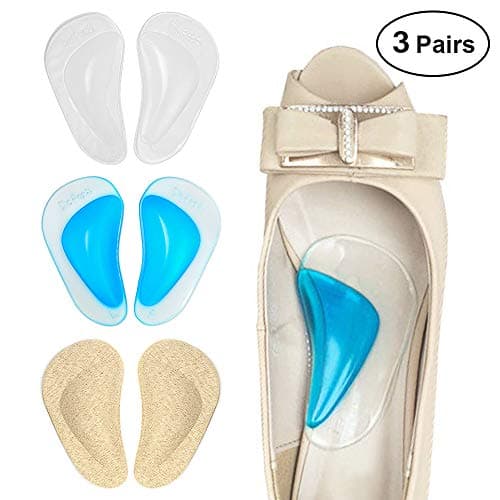 Dr. Foot's Gel Arch Support Insoles for Flat Feet & Plantar Fasciitis, Adhesive Pad - 3 Pairs (Black) — Beige+blue+ Clear