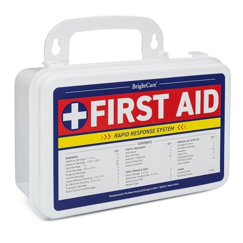 BrightCare Wall Mount First Aid Kit - 130 Pieces, Durable Hard Case