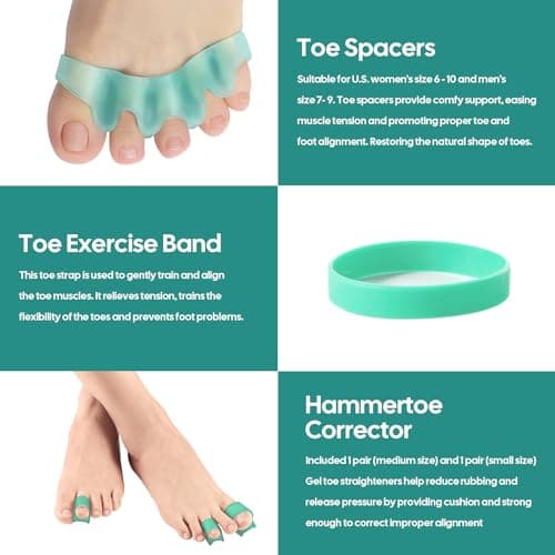 9-Pack Gel Toe Spacers - Hammer Toe Correctors for Men and Women