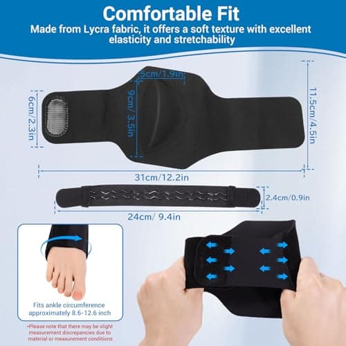 Arch Support Braces for Plantar Fasciitis & Flat Feet, Gel Inserts, Adjustable Wrap, Unisex Black