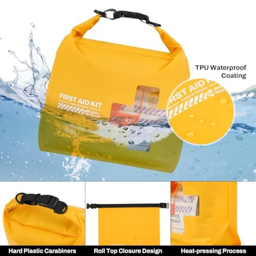 RHINO RESCUE 240 Piece Waterproof First Aid Kit, Lightweight Red Boat Dry Bag