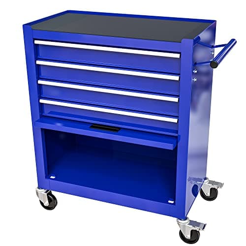 Wheelchair Tool Cart with 4 Drawers, Lockable Storage, Garage Workshop Organizer