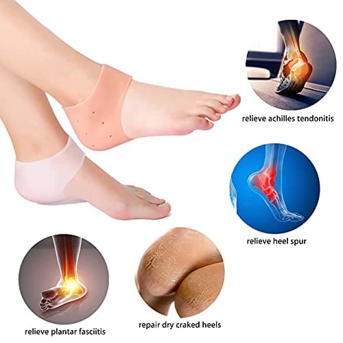 Silicone Gel Heel Protectors, 4 Pairs for Blister Prevention & Pain Relief