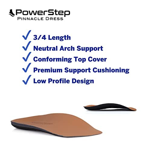 PowerStep Pinnacle 3/4 Dress Insoles, Arch Pain Relief & Support M9/W11