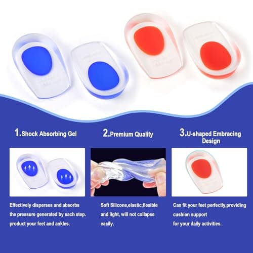 Plantar Fasciitis Heel Cups for Pain Relief and Foot Support (2 Pairs)