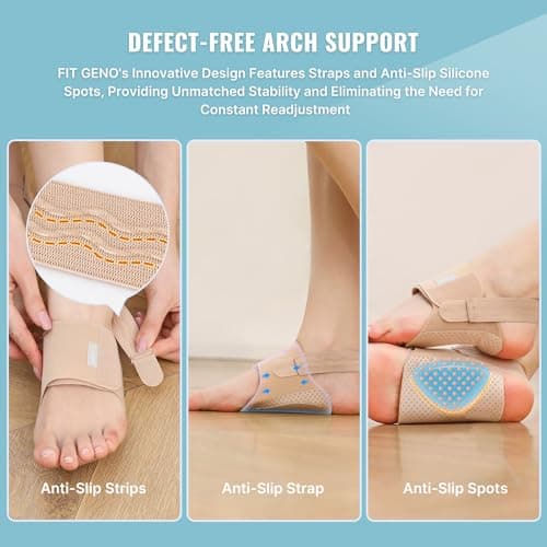 Upgraded Non-Slip Arch Support Inserts for Plantar Fasciitis Relief - Adjustable with Gel Pads for Flat Feet and High Ar