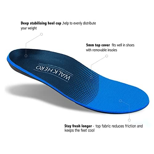 Plantar Fasciitis Foot Insoles for Arch Support and Pain Relief | Mens 5-5 1/2 | Womens 7-7 1/2